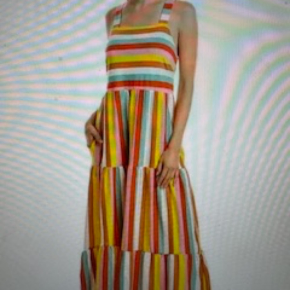 Sold out online! NWT J. Crew rainbow stripe Maxi Dress w/ POCKETS, Medium, $168!